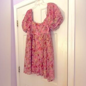 Francesca’s Rose Pink Babydoll Dress (Size L)